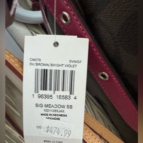 NEW Coach Meadow Signature Brown Violet Coated Canvas Shoulder Tote Purse NWT - Picture 4 of 5
